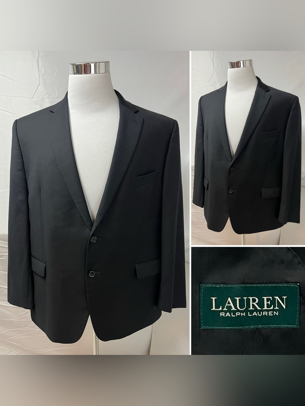 Ralph Lauren Men’s 46S Black Wool Stretch Blazer Jacket Sport Coat